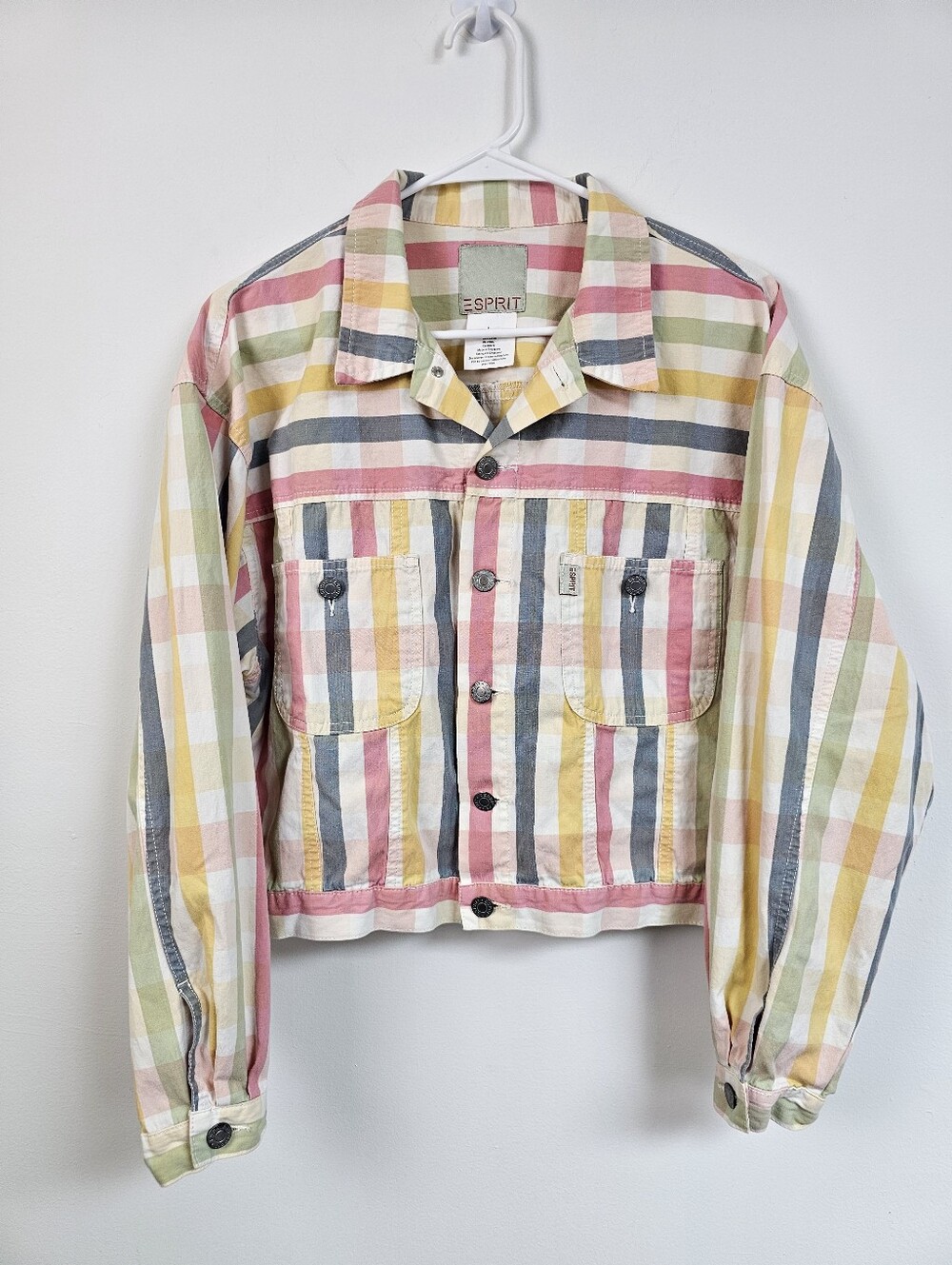 Esprit Vintage 90s Croped Striped Colorful Jacket Lightweight Button Down